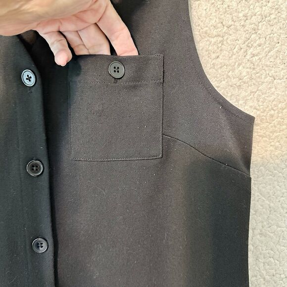 Talbots Women's Sleeveless Button Front Dress Black Size 4 Pocket Accent - Picture 4 of 9